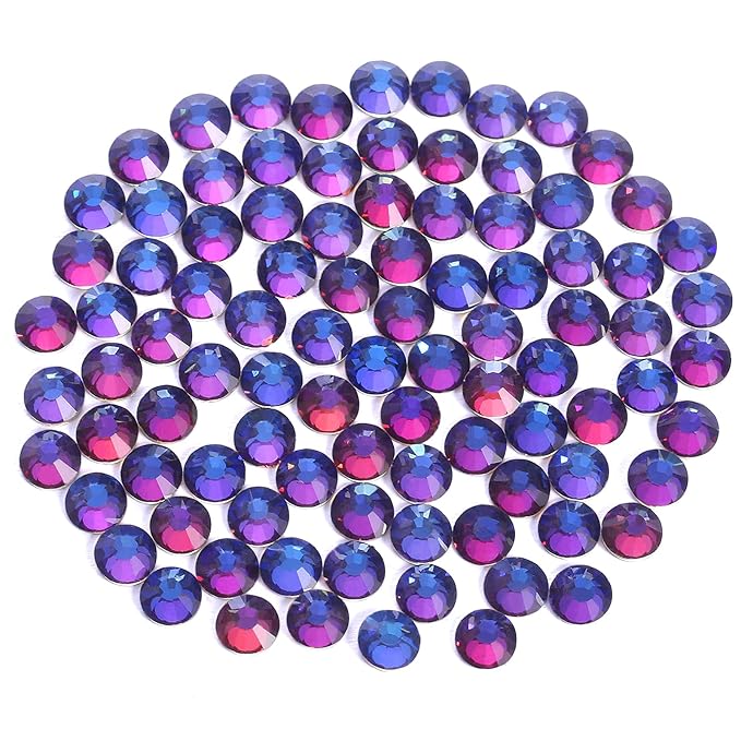 Novani Rhinestones 3000Pcs Flatback Crystal Round Loose Gemstones Glass Rhinestones for Crafts Makeup Nail Art Clothes Shoes DIY Decorations(SS10, 2.7-2.9mm,Blue Flame)