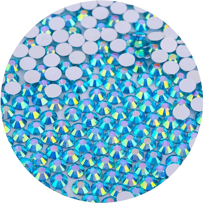 2250 Pcs SS16 4mm Flatback Rhinestones for Nails Art Crafts Glitter Round Gems AB Crystals DIY Clothes Shoes （Peacock Blue AB）