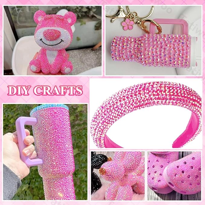 20000Pcs Pink Flatback Jelly Resin Rhinestones for Bedazzling, Mix Sizes Crystal Rhinestones Gems, Pink Gems Bedazzling for Crafting, Flatback Rhinestone for DIY Face Makeup Crafts Tumblers