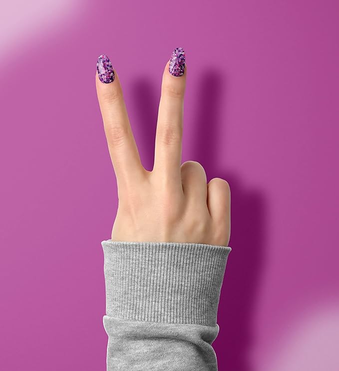 LeChat - Perfect Match Gel Polish - 40 Days In Rio - Purple and Pink Holographic Hexes and Pink Micro Glitter on a Sheer Orchid Base - (0.5 Ounce) - Easy Application - Soak Off Formula