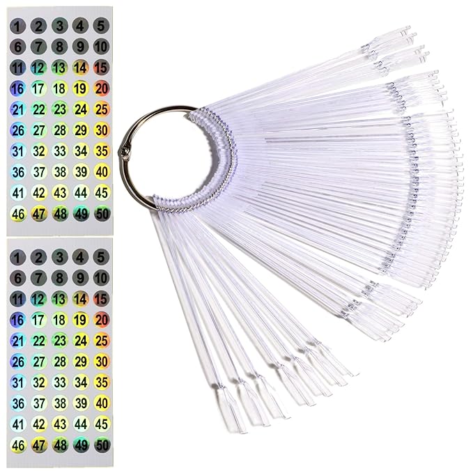 Nail Swatch Sticks with Ring for Nail Color Display Nail Art Supplies Nail Practice Samples (50pcs, transparent)