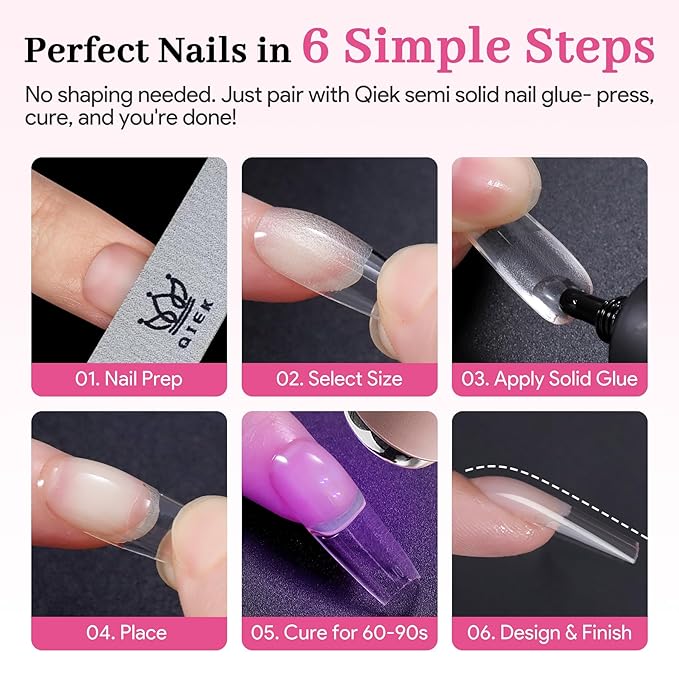 Long Coffin Pre-Building Nail Tips, 15 Sizes 240 PCS Pre-shaped Apex Clear Soft Press On Fake Nail Half Matte Gel Nail Extensions Strong Thick Acrylic Tip for DIY Beginners & Salon Manicure