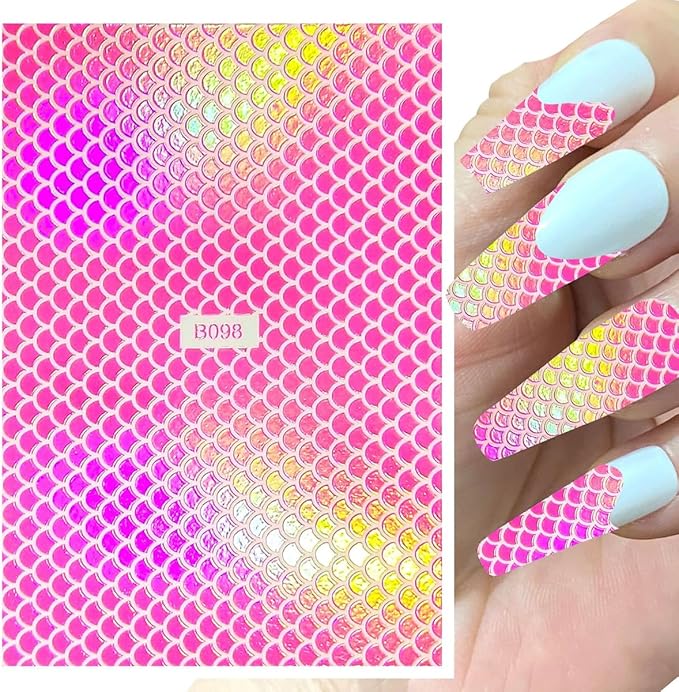 12Pcs Nail Foils Classic Lure Pattern Nail Art Holographic Fish Scales Shaped Sticker Self-Adhesive 12 Colors Nail Foil Decals Manicure Laser Sticker Decals DIY Fishing Lure Accessories