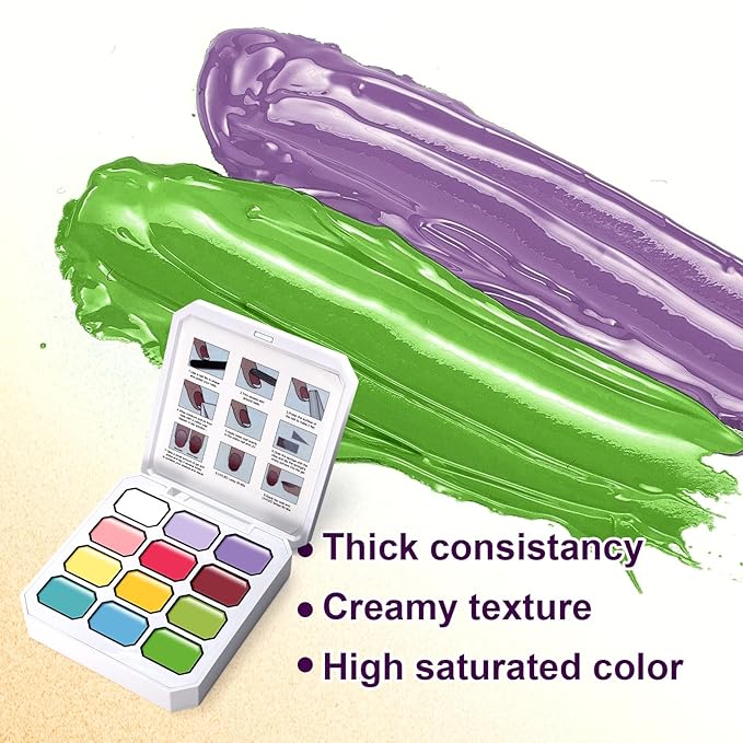 Gradient Painting Gel Set, 12 Colors Ombre Gel Nail Polish with 6 Aurora Multi-Purpose Brushes for Ombre Nails Aura Nails French Manicure Soak Off UV I Plate of Macaroons
