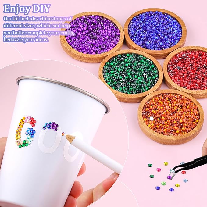 12600Pcs Resin Rhinestones for Crafting with Tweezers, Multicolor 4mm Flatback Gems with 1 B7000 Jewelry Glue, Bedazzling Crystal for Crafts Clothing Tumblers Mugs Shoes Fabric Nail Art Makeup