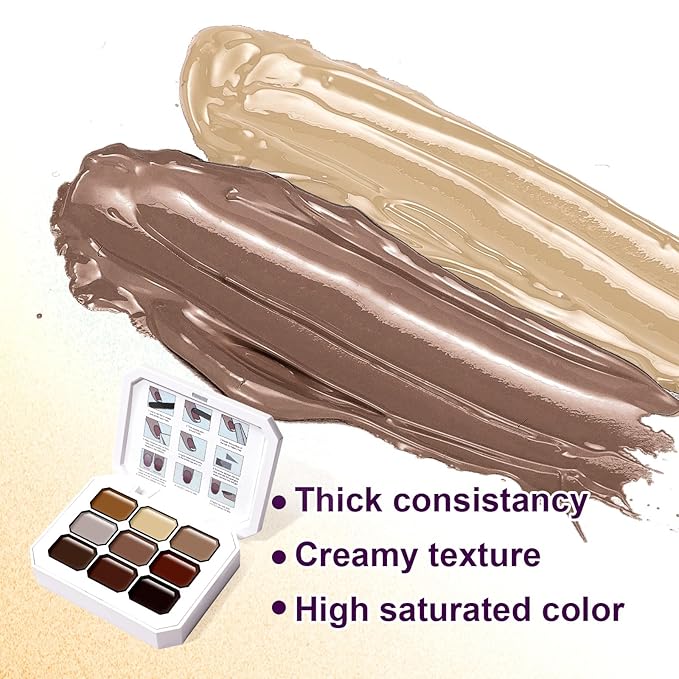 Gradient Gel Nail Set, 9 Colors Ombre Gel Nail Polish with 6 Aurora Multi-Purpose Brushes for Pigment Pat Nails French Manicure Nail DIY Painting Soak Off UV Coconut Latte