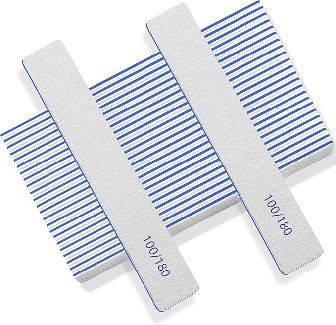 100 Pcs Nail File 100/180 Grit, Heavy Duty Nail Files for Acrylic/Natural Nails, Emery Boards for Nails, Strong Finger Nail Filler, Coarse Nail File for Home and Salon Use