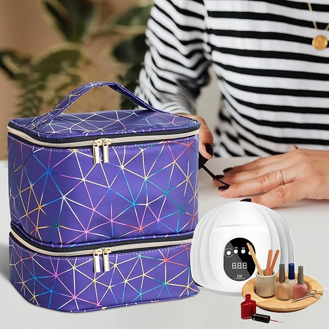 Nail Polish Organizer Bag Holds 30 Bottles Nail Supplies Storage Organizers Box NailPolish Carrying Case Organizer Nails Kit Bag Organizers Case For Nails Polish And Manicure Set,Sponge Partitions