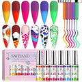 SAVILAND Temperature Color Change Gel Nail Art Polish: Nail Art Pens 6 Colors Changing Liner Gel Polish Mood Temperature Change Nail Polish Set Soak Off Nail DIY Salon Manicure Home Gift Christmas
