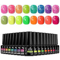 MTSSII Light Green Series Orange Red Pink Gel Nail Polish 18pcs Kit Pink Orange Green Blue Purple Glitter Gel Nail Polish Gel Set Gel Reflection Glitter Polish Kit for DIY Nail Art Women Gifts