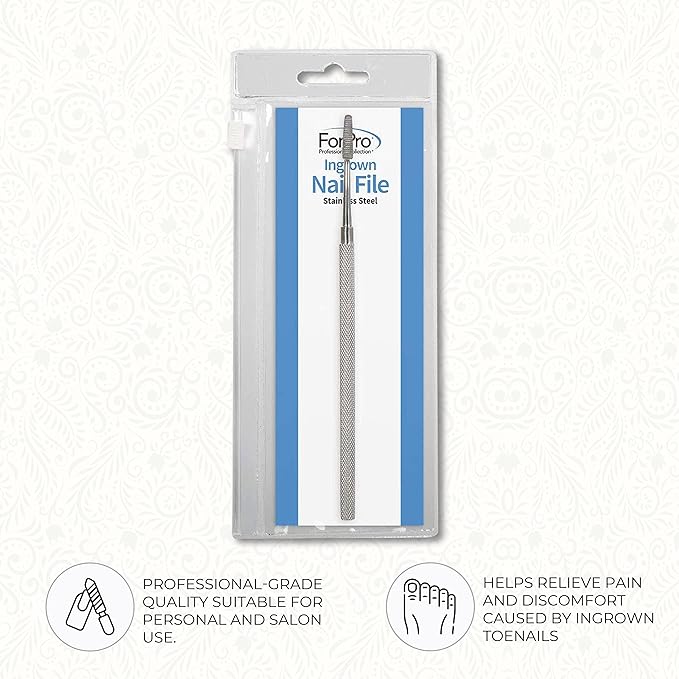 ForPro Professional Collection Ingrown Nail File, Surgical Grade Stainless Steel Ingrown Toenail Tool with Angled End