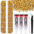 6000Pcs Resin Rhinestones for Bedazzling with 3Pcs B7000 Jewelry Glue, 1 Box Mine Gold Flatback Rhinestones for Crafting Crafts DIY, Crystals Gems for Clothing Shoes Tumblers Nail Art Makeup