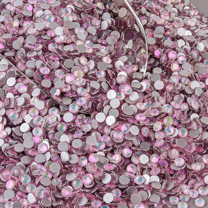 Blinginbox Rhinestones for Crafting,Flatback Rhinestones Glass Gems Stones Round Gemstones Non-Hotfix Crystal for Crafts Nail Decoration,Pinkish Crystal(4.6-4.8mm) SS20/1440pcs