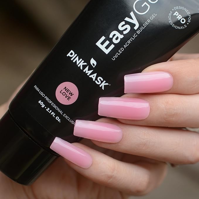 PINK MASK Easy Gel 2oz 60g-New Love, Professional Builder Enhancement Gel-Quick Nail Extension for Beginner DIY, Nail Strengthener-Long Lasting-Salon Quality-Thickening Solution