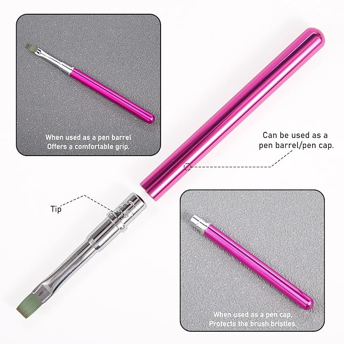 DANNEASY Nail Art Brushes for Gel Polish, Flat Nail Polish Clean Up Brushes For Cleaning Polish Mistakes on the Cuticles, Gel Nails Art Brush Design Tools Acrylic Manicure Brushes