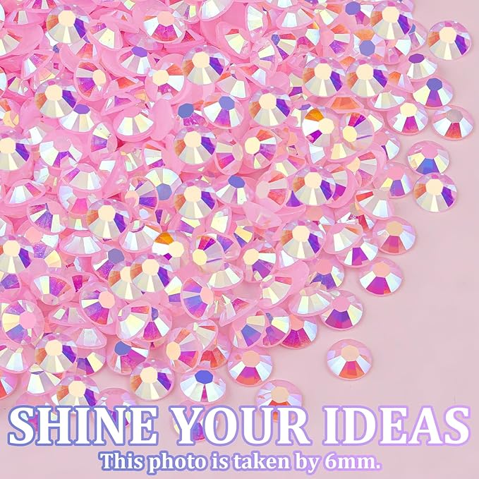 16000Pcs Resin Jelly Rhinestones for Crafting, Light Pink AB Flatback Gems, Bedazzling Crystal with 3Pcs 10ml B7000 Jewelry Glue for DIY Crafts Clothing Tumblers Shoes Fabric Nail Art