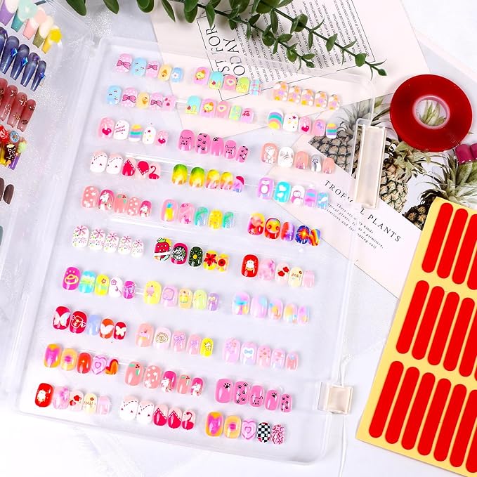 Large Clear Press on Nails Storage BoxNails Storage Box Nail Storage Case with 2 Style Adhesive Double Sided Tape and Nail Display Sticks for Nail Display Organizer Nail Salon Supplies
