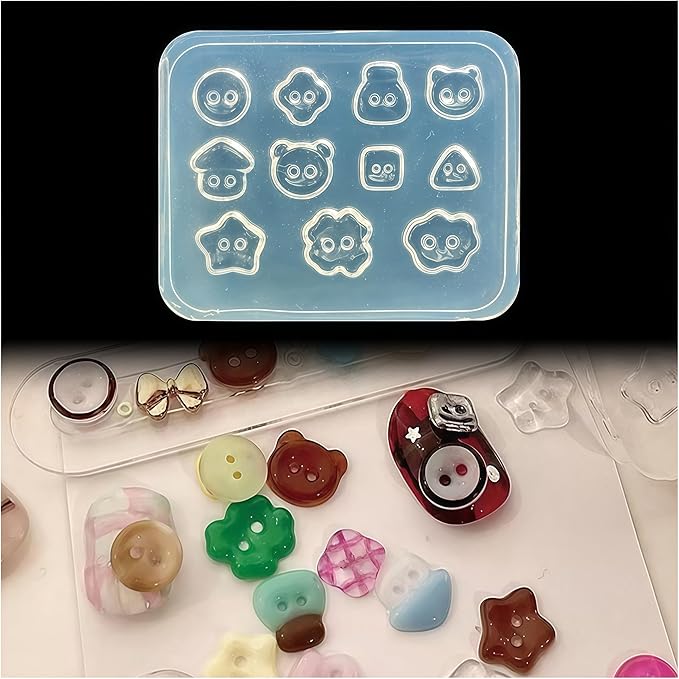 3D Button Nail Mold Multiple Shapes Buckle Silicone Nails Molds Accessories Gel Buttons Art Manicure Tools