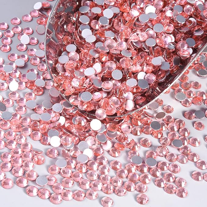 Blinginbox 1440Pieces SS6/1.9-2mm Flat Back Crystal Rhinestones Round Gems for Nail Art,Peach Pink