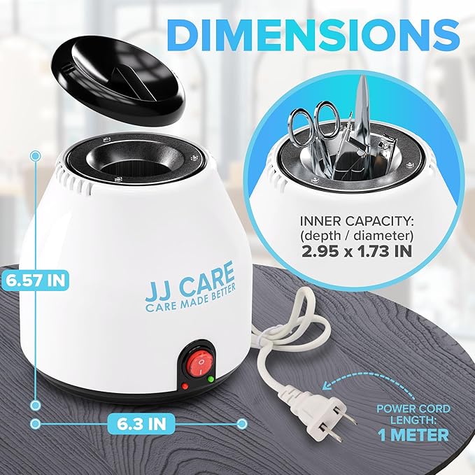 JJ CARE Nail Tool Sterilizer with Glass Beads | Implement Tweezer Disinfectant Container | Salon & Manicure Disinfectant Jar Small