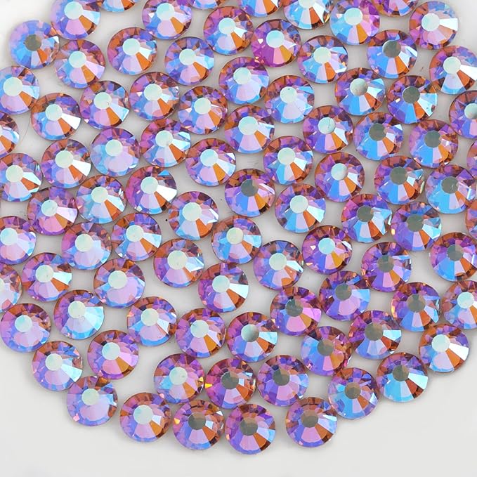 Beadsland 288pcs Flat Back Crystal Rhinestones Round Gems for Nail Art and Craft Glue Fix, Champagne AB, SS30, 6.3-6.5mm