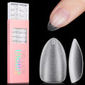 AILLSA Short Almond Nail Tips - Upgraded Matte Gel Nail Tip No Filed, Pre-shaped Soft Full Cover Short Almond Nails Clear Acrylic False Gelly Nails Tips for Soak Off Nail Extensions 240 PCS 15 Sizes