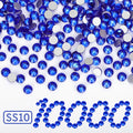 10000PCS Royal Blue Rhinestones Bulk, Flat Back Crystal Glass Stone Round Gems,SS10, 2.7-2.9mm