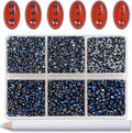Bymitel Hotfix Crystal Rhinestones Round Gems for Crafts,Mixed 6 Sizes with Wax Pencil Kit, Mine Blue 1.3-3.2mm(SS3-SS12/8000pcs)