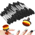 Black 50PCS Chrome Nail Powder Applicators & Nail Dust Brush, Dual-Sided Nail Chrome Applicator, Soft Sponge Eyeshadow Applicators for Chrome Powder & Metallic Mirror Nails
