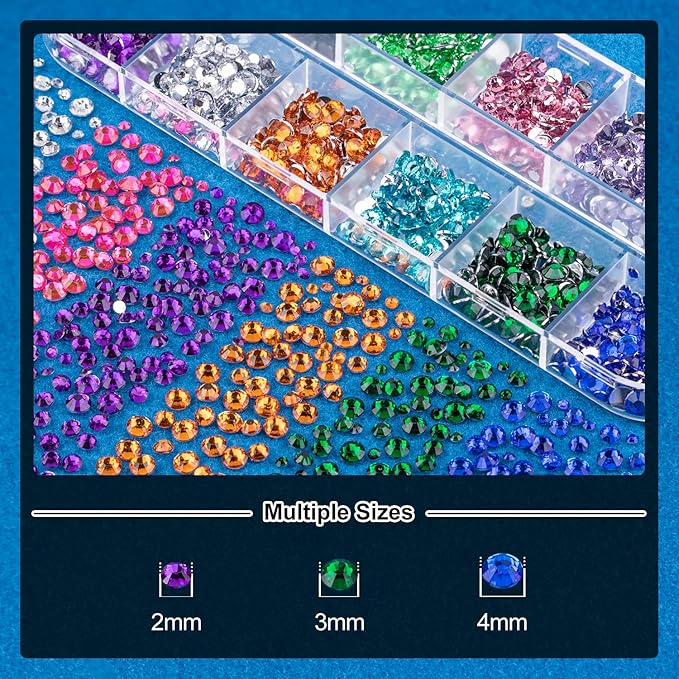 BELLEBOOST Nail Art Rhinestone Glue Gel&2 Boxes Flatback Gems Kit, 1 Tube of 15ml Rhinestone Gel Glue(UV/LED Needed)+Colorful Gems+Flat-Back Round Glass Crystal AB Gemstones with Pickup Tools