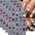 4 Sheets Christmas Nail Art Stickers Decals 5D Embossed Winter Holly Sprig with Bow Nail Decals3D Self-Adhesive Xmas Snowflake Holiday Nail Supplies Nail Art Design for Women DIY Decoration