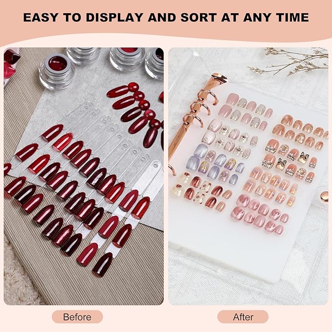 Press On Nail Organizer 40 PCS Clear Empty Press On Nail Storage Press On Nail Packaging for Fake Nail Storage Nail Display Nail Salon Press On Nail Supplies Organizer with Nail Tape