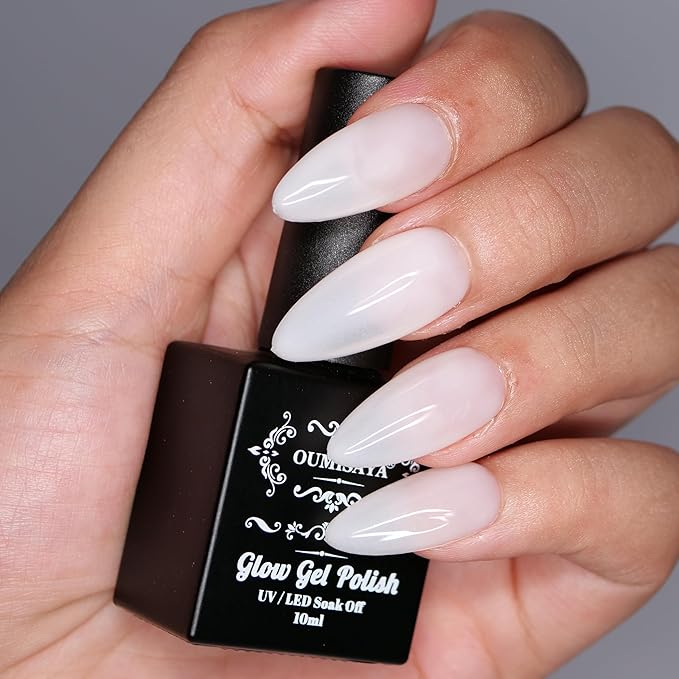 Glow in the dark jelly milky white gel polish 10ML glow pink colors for nail art design (GP88bWP)