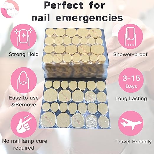 Nail Adhesive Tabs Strong Nail Glue Stickers for Press Ons Waterproof Breathable Jelly Double Sided Adhesive Tabs 20 Sheets(480pcs)