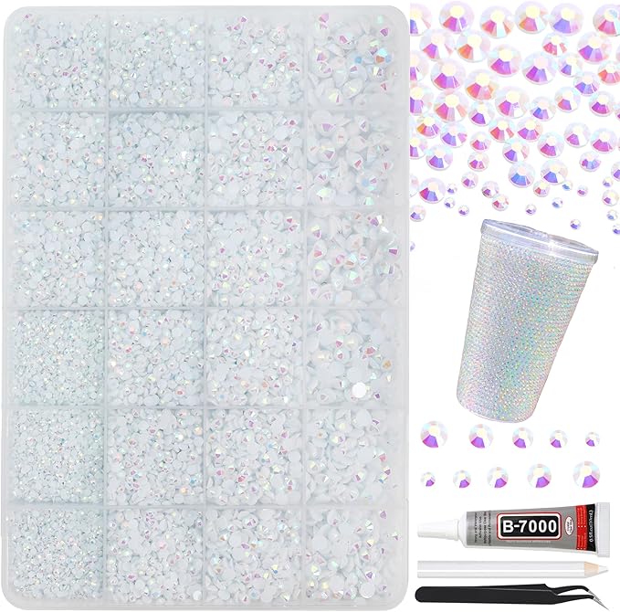 RODAKY Resin Jelly Rhinestones for Crafting Bedazzling,2-6MM Rhinestones for Nails Art,Jelly White AB Nail Rhinestone and Gems,Nail Diamond Flatback Gems Crystals Charms for Nail Design DIY Makeup