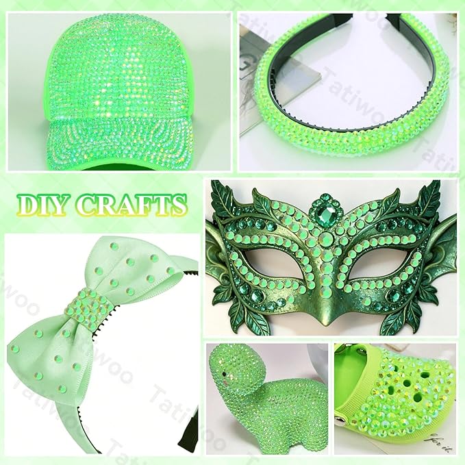 20000Pcs Light Green Flatback Jelly Resin Rhinestones for Bedazzling, Mix Sizes Crystal Rhinestones Gems, Green Gems Bedazzling for Crafting, Flatback Rhinestone for DIY Face Makeup Crafts