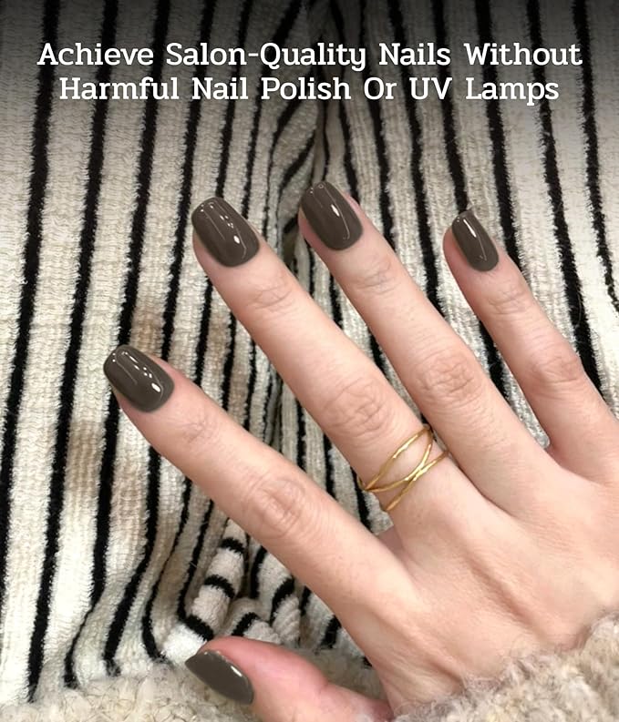 Nail Polish Strips (No UV Lamp Needed) - 22 Pcs Salon Quality Gel Nail Stickers - Long Lasting Wraps (Abyssal Green)