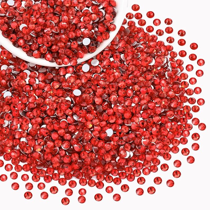 2000PCS SS16/4mm Crystal Rhinestones (Light Red/Light Siam), Bedazzling Flatback Glass Rhinestones for Crafting, Gems Diomand for Tumbler Shoes Clothing Mugs Nail Art