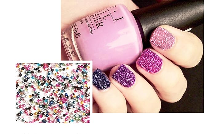 Nail Art Caviar Beads Colorful Micro Crystals Beads 3D Manicures Mini Pearls Decorations 12Jars