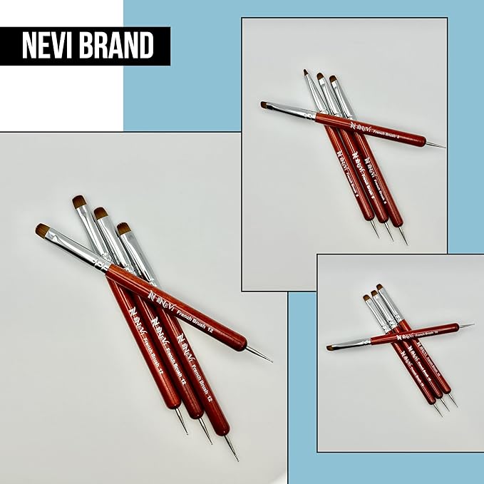 2-Piece Sable Brush Set: Professional Acrylic French Manicure Clean-up Brush and Bend Nail Dotting Pen | Essential Tools for Precision Nail Art and Clean Cuticles (#8)