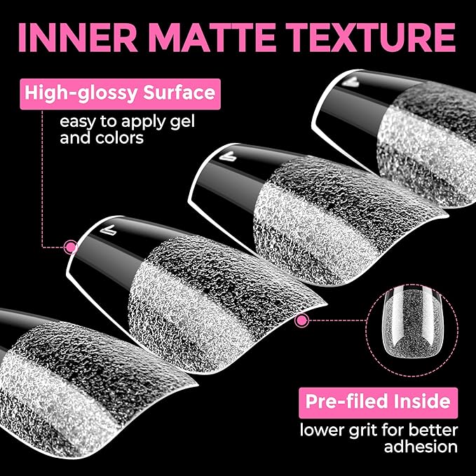 UNA GELLA Short Coffin Nail Tips: 216pcs Short Coffin Press on Nails Pre-Shape Gel Nail Tips for Full Cover Acrylic Nails False Nails for Nail Extension Home DIY Salon 12 Sizes Gelly Tips