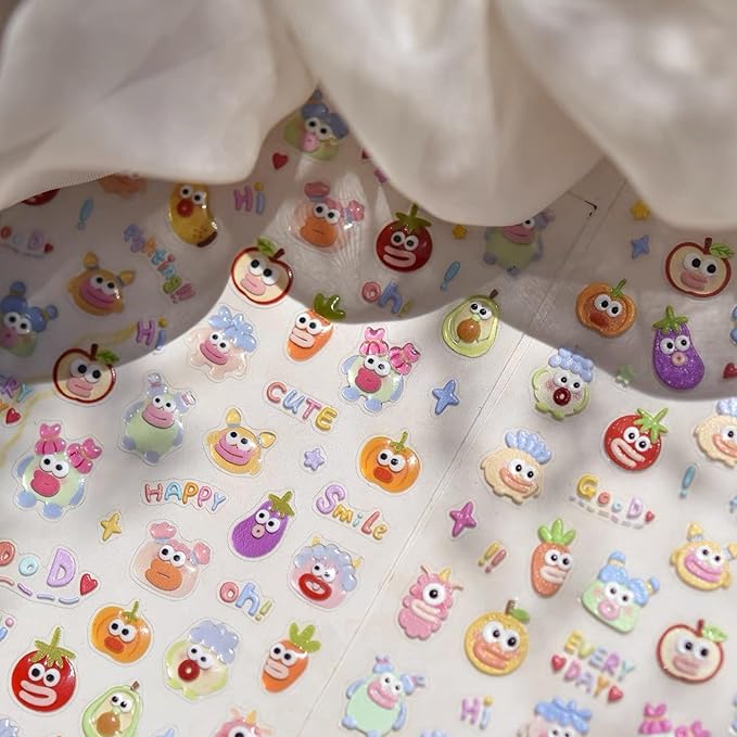 Dedyel Funny Face Nail Stickers Fun Big Lips Cute Cartoon Face Self-Adhesive Nail Stickers for Women Girls Kids Nail Art Decoration