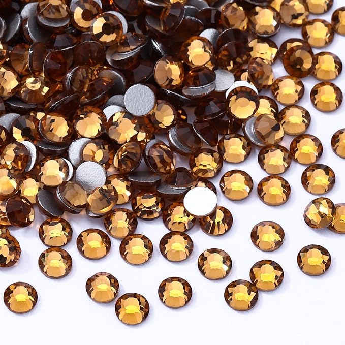 Topaz Flatback Rhinestones, Glass Rhinestones for Nail Art and Craft, Glue Fix, Loose Crystal Gemstones(Topaz, SS16, 1440pcs, 3.8-4.0mm)