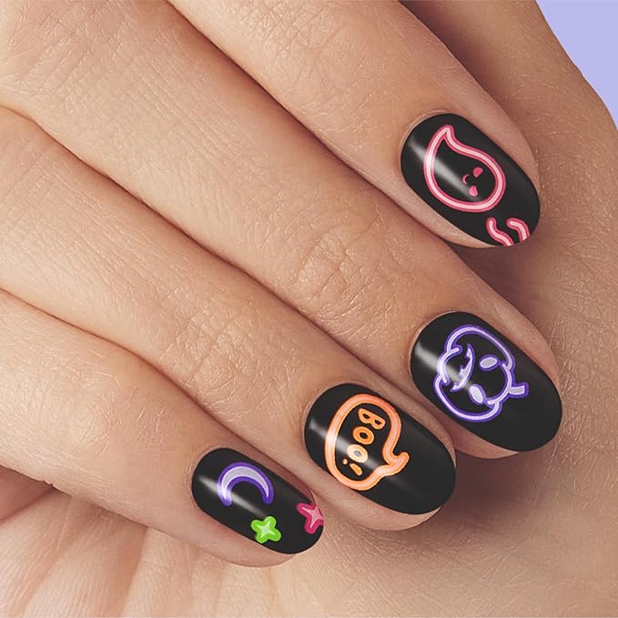 Dashing Diva Gloss Nail Strips - Deja Boo - UV Free, Chip Resistant, Long Lasting Gel Nail Stickers - 3-Piece Glow-In-The-Dark Manicure Set - Contains 32 Wraps, 1 Prep Pad, 1 File