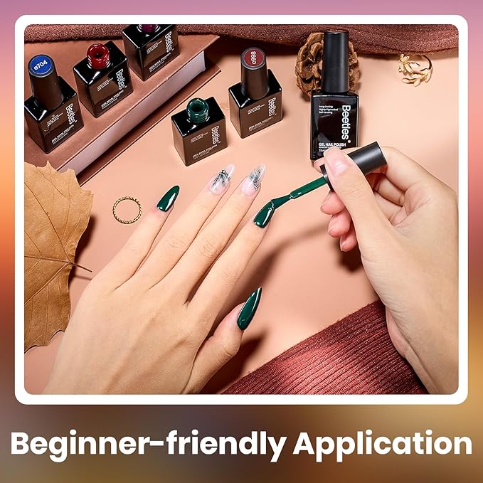 beetles Gel Polish Set - Twilight Grove Whisper Collection, 6 Colors Dark Brown Burgundy Colors Red Green Nails Art Soak Off Uv LED Nail Kit Minicure DIY Home Gifts for Women