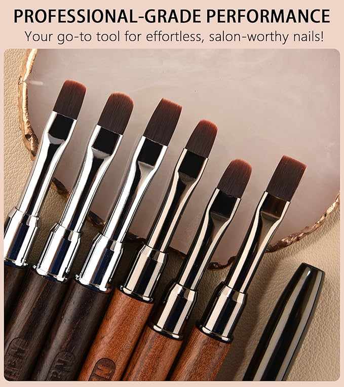Wood Flat Nail Clean Up Brush, Cleaning Polish Mistake On The Cuticles, Acetone Manicure Brush for Builder Gel | French Tips | Salon & Home Use | Nail Artists & DIY Enthusiasts