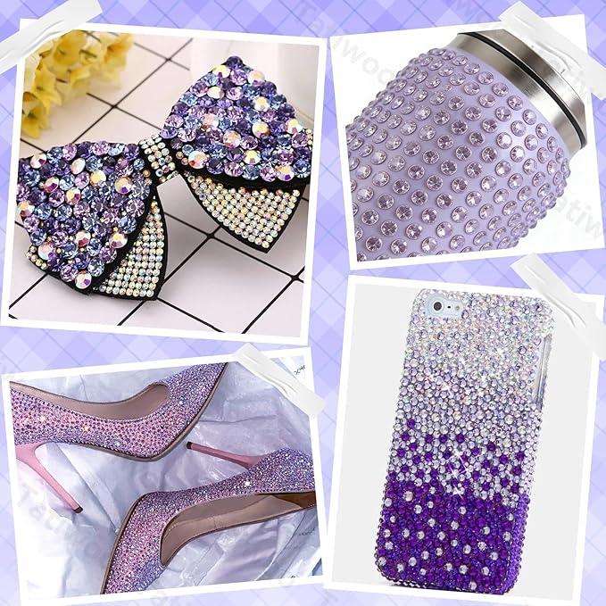 20000Pcs Light Purple Flatback Jelly Resin Rhinestones for Bedazzling, Mix Sizes Crystal Rhinestones Gems, Purple Gems Bedazzling for Crafting for DIY Face Makeup Crafts Tumblers