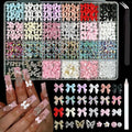 Bow Nail Charms and Gems Kit, 3D Color Kawaii Bow Nail Art Charms Gold Hollow Butterfly Charms Set for Nails Accessories DIY Decoration with Pickup Tools