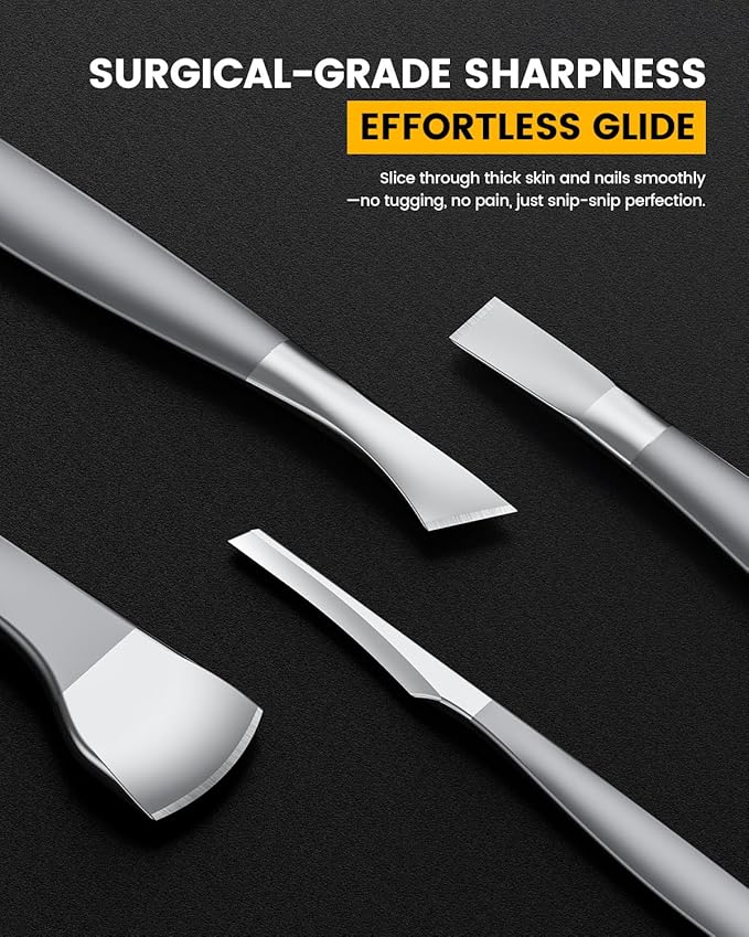 BEZOX 4PCS Pedicure Knife Tools – Professional Ingrown Toenail Removal Kit, Callus Shaver & Corn Scalpel, Foot Peeling Razor Toe Nails Blades (PU Leather Case Included) - Silver
