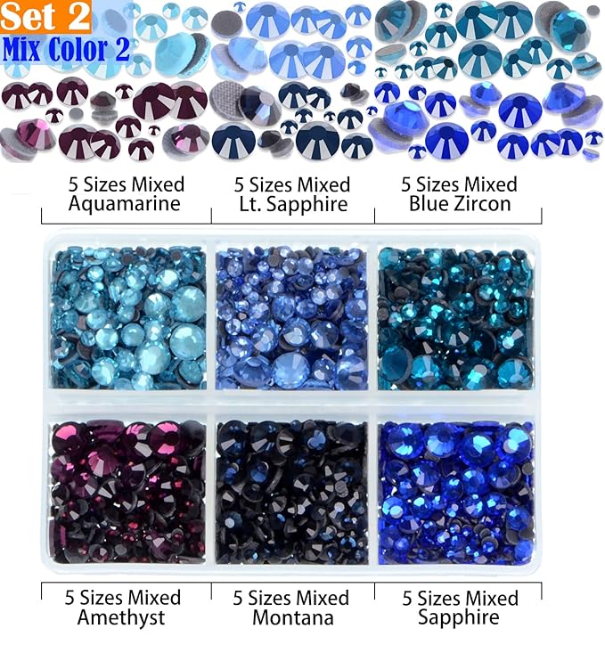 LPBeads 10000pcs Hotfix Rhinestones Flatback Glass Crystal Clear Black and 12 Mixed Color Rhinestone with Tweezers and Picking Pen for Crafts Clothes Nail Art